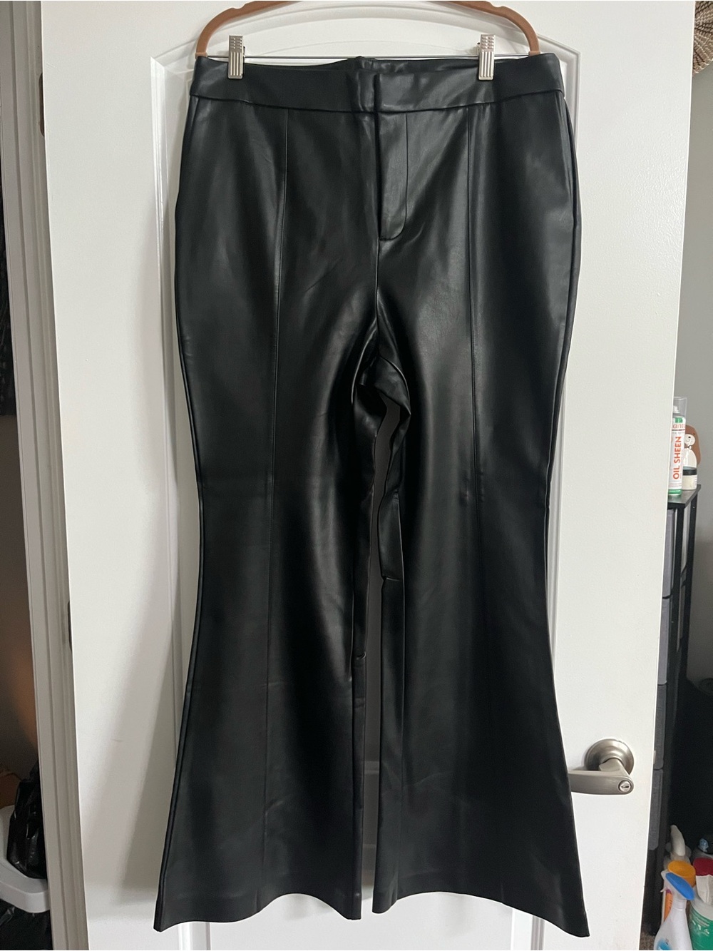 Eloquii Black Faux Leather Flared Pants